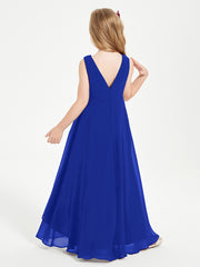 Junior Robes de Demoiselle d'Honneur Modernes à Col Cowl Asymétrique Bleu Royale