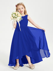 Junior Robes de Demoiselle d'Honneur Modernes à Col Cowl Asymétrique Bleu Royale