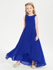 Junior Robes de Demoiselle d'Honneur Modernes à Col Cowl Asymétrique Bleu Royale