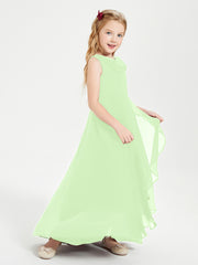 Junior Robes de Demoiselle d'Honneur Modernes à Col Cowl Asymétrique Sauge
