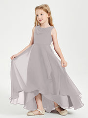 Junior Robes de Demoiselle d'Honneur Modernes à Col Cowl Asymétrique Argent