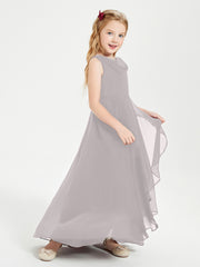 Junior Robes de Demoiselle d'Honneur Modernes à Col Cowl Asymétrique Argent