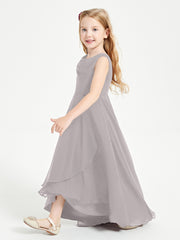 Junior Robes de Demoiselle d'Honneur Modernes à Col Cowl Asymétrique Argent