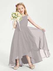 Junior Robes de Demoiselle d'Honneur Modernes à Col Cowl Asymétrique Argent