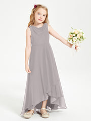 Junior Robes de Demoiselle d'Honneur Modernes à Col Cowl Asymétrique Argent