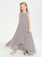 Junior Robes de Demoiselle d'Honneur Modernes à Col Cowl Asymétrique Argent