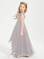 Junior Robes de Demoiselle d'Honneur Modernes à Col Cowl Asymétrique Argent