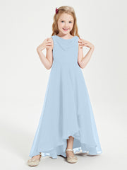 Junior Robes de Demoiselle d'Honneur Modernes à Col Cowl Asymétrique Bleu Ciel