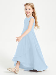 Junior Robes de Demoiselle d'Honneur Modernes à Col Cowl Asymétrique Bleu Ciel