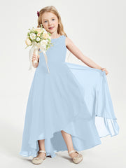 Junior Robes de Demoiselle d'Honneur Modernes à Col Cowl Asymétrique Bleu Ciel