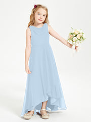 Junior Robes de Demoiselle d'Honneur Modernes à Col Cowl Asymétrique Bleu Ciel
