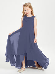 Junior Robes de Demoiselle d'Honneur Modernes à Col Cowl Asymétrique Orageux