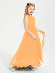 Junior Robes de Demoiselle d'Honneur Modernes à Col Cowl Asymétrique Mandarine