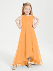 Junior Robes de Demoiselle d'Honneur Modernes à Col Cowl Asymétrique Mandarine