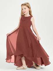 Junior Robes de Demoiselle d'Honneur Modernes à Col Cowl Asymétrique Terracotta