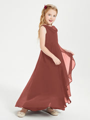 Junior Robes de Demoiselle d'Honneur Modernes à Col Cowl Asymétrique Terracotta