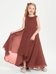 Junior Robes de Demoiselle d'Honneur Modernes à Col Cowl Asymétrique Terracotta