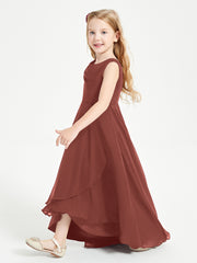 Junior Robes de Demoiselle d'Honneur Modernes à Col Cowl Asymétrique Terracotta