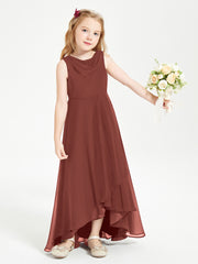 Junior Robes de Demoiselle d'Honneur Modernes à Col Cowl Asymétrique Terracotta