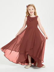 Junior Robes de Demoiselle d'Honneur Modernes à Col Cowl Asymétrique Terracotta