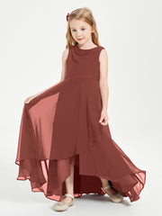 Junior Robes de Demoiselle d'Honneur Modernes à Col Cowl Asymétrique Terracotta