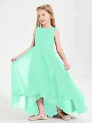Junior Robes de Demoiselle d'Honneur Modernes à Col Cowl Asymétrique Turquoise