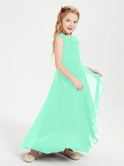 Junior Robes de Demoiselle d'Honneur Modernes à Col Cowl Asymétrique Turquoise
