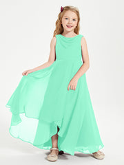 Junior Robes de Demoiselle d'Honneur Modernes à Col Cowl Asymétrique Turquoise