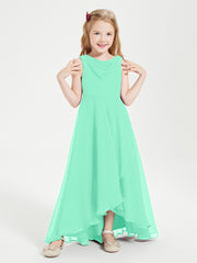 Junior Robes de Demoiselle d'Honneur Modernes à Col Cowl Asymétrique Turquoise