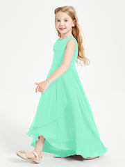 Junior Robes de Demoiselle d'Honneur Modernes à Col Cowl Asymétrique Turquoise
