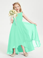 Junior Robes de Demoiselle d'Honneur Modernes à Col Cowl Asymétrique Turquoise
