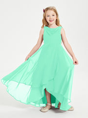 Junior Robes de Demoiselle d'Honneur Modernes à Col Cowl Asymétrique Turquoise