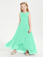 Junior Robes de Demoiselle d'Honneur Modernes à Col Cowl Asymétrique Turquoise
