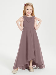 Junior Robes de Demoiselle d'Honneur Modernes à Col Cowl Asymétrique Vintage Mauve