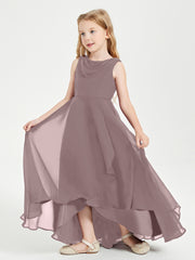 Junior Robes de Demoiselle d'Honneur Modernes à Col Cowl Asymétrique Vintage Mauve