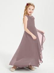 Junior Robes de Demoiselle d'Honneur Modernes à Col Cowl Asymétrique Vintage Mauve