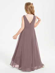 Junior Robes de Demoiselle d'Honneur Modernes à Col Cowl Asymétrique Vintage Mauve