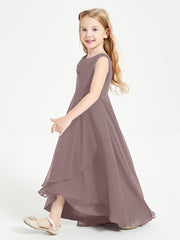 Junior Robes de Demoiselle d'Honneur Modernes à Col Cowl Asymétrique Vintage Mauve