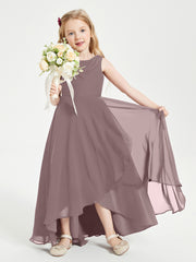 Junior Robes de Demoiselle d'Honneur Modernes à Col Cowl Asymétrique Vintage Mauve