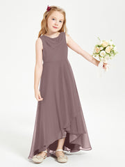 Junior Robes de Demoiselle d'Honneur Modernes à Col Cowl Asymétrique Vintage Mauve
