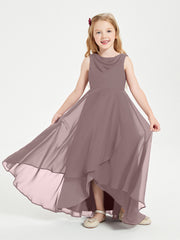 Junior Robes de Demoiselle d'Honneur Modernes à Col Cowl Asymétrique Vintage Mauve