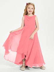 Junior Robes de Demoiselle d'Honneur Modernes à Col Cowl Asymétrique Pastèque