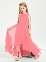 Junior Robes de Demoiselle d'Honneur Modernes à Col Cowl Asymétrique Pastèque