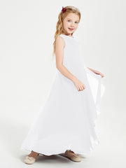 Junior Robes de Demoiselle d'Honneur Modernes à Col Cowl Asymétrique Blanc