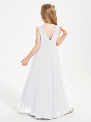 Junior Robes de Demoiselle d'Honneur Modernes à Col Cowl Asymétrique Blanc