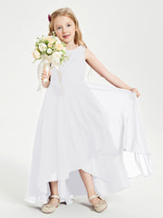 Junior Robes de Demoiselle d'Honneur Modernes à Col Cowl Asymétrique Blanc