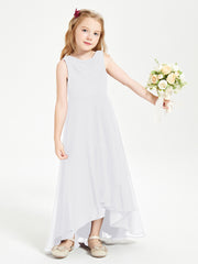 Junior Robes de Demoiselle d'Honneur Modernes à Col Cowl Asymétrique Blanc