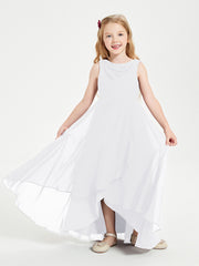 Junior Robes de Demoiselle d'Honneur Modernes à Col Cowl Asymétrique Blanc
