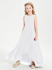 Junior Robes de Demoiselle d'Honneur Modernes à Col Cowl Asymétrique Blanc