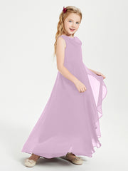 Junior Robes de Demoiselle d'Honneur Modernes à Col Cowl Asymétrique Glycine